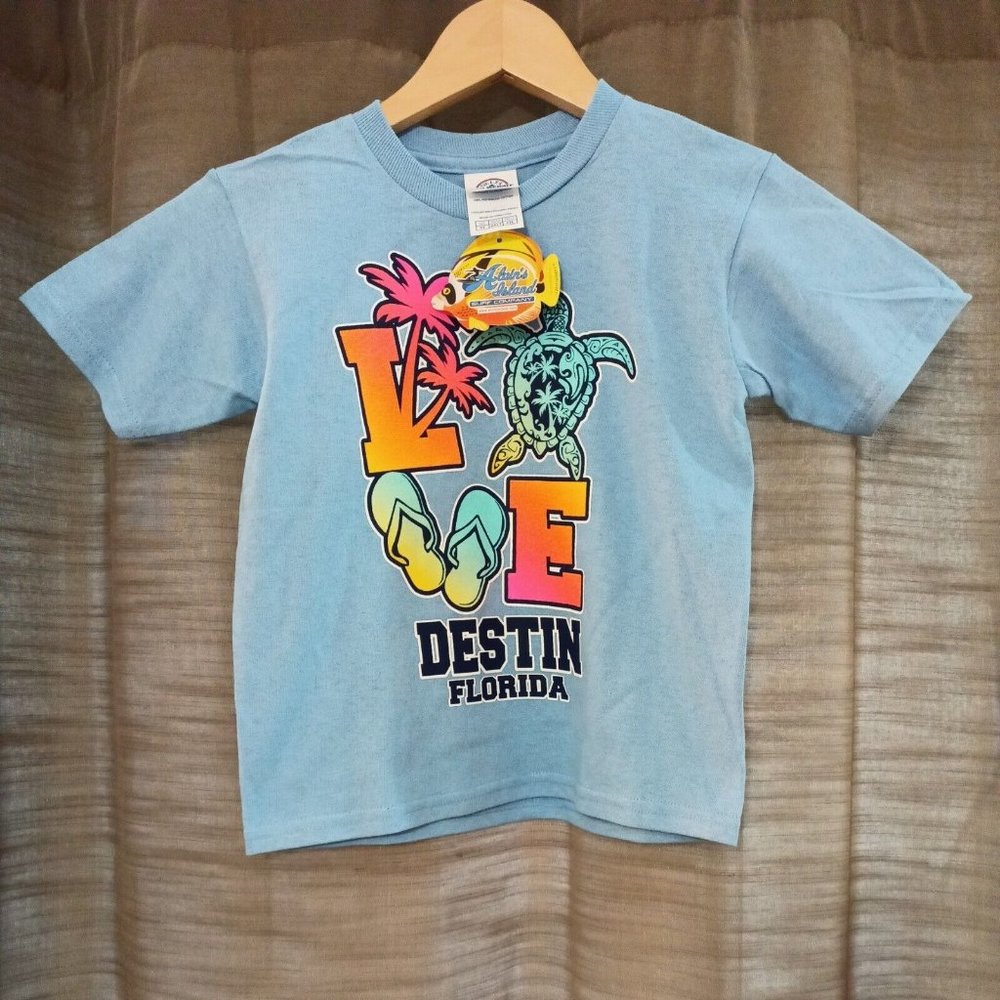Girls Delta Destin Florida Love Turtle Flip Flop Vacation Graphic T-Shirt 4T
